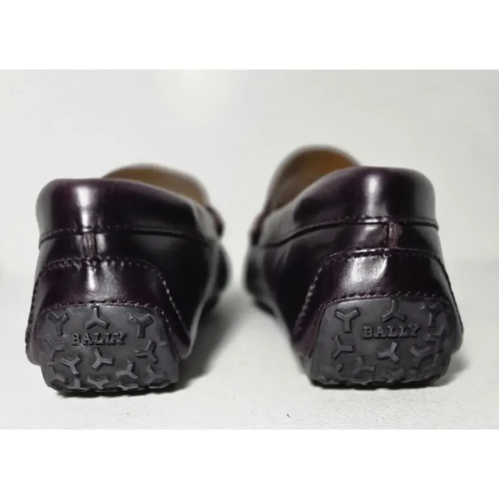 Bally PIEVO Mens Burgundy Slip On Loafer Leather Driving Moc B Logo US7.5/40.5EU